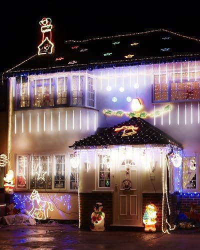 Christmas Lights Outdoor 10 Tubes White Meteor Shower Icicle Lights 240 LED - Image 2
