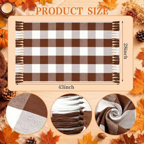 Breling 28" x 43" Fall Outdoor Porch Rug Brown and White Plaid Door - Image 2