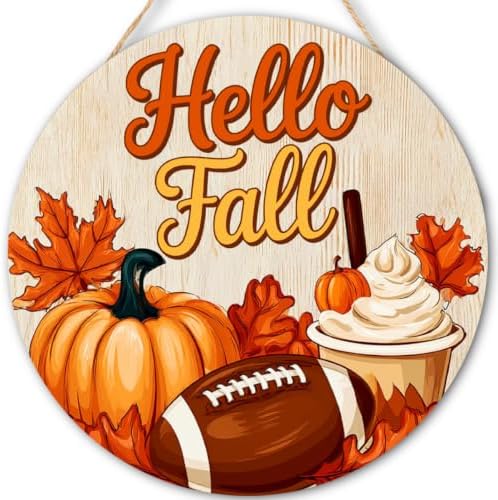 Fall Decorations Wooden Hanging Sign for Home, Pumpkin Coffee Sign by FDLLAUS