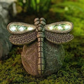 Rezpuao Garden Statue Dragonfly,Solar Dragonfly Decor for Outdoor,Resin Dragonflies Figurine with Solar Light for Patio,Balcony,Yard,Lawn Ornament,Perfect Garden Gift by Rezpuao