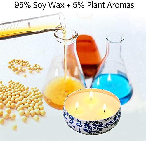 Hausware Citronella Candles Outdoor & Indoor - Large 13.5 oz Scented Candles Set 3 Pack Natural Soy Wax citronella Candles for Garden Patio Yard Home Balcony Camping Backyard (Light Blue) - Image 2