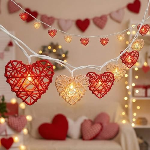 8.5ft Valentine’s Day Heart String Lights Plug in, Valentines Decoration by Unknown