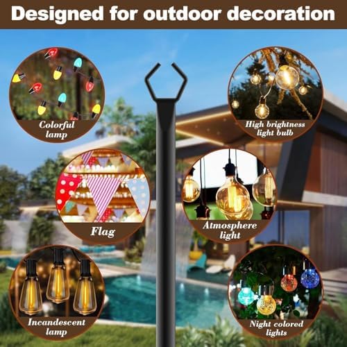 AILBTON 10Ft Exterior Light Poles 8 Pack, Durable Metal Light Posts for Outdoor Use, Equipped with Fixed Brackets for Yard, Terrace, Backyard and Garden Decor - Image 3