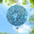 10 Inch 3D Hummingbird Wind Spinner with Crystal Pendant, Teal Floral Metal Mandala Hanging Spinner, Kinetic Wind Sculpture for Outdoor Yard, Garden, Patio, Balcony Decor by Renyalora