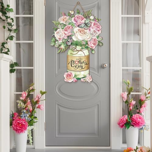 Spiareal Happy Mother's Day Fall Porch Decor, Wooden Welcome Sign - Image 5