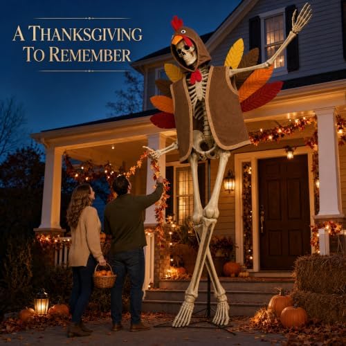 2 Pcs Turkey Outfit for 12 Ft Skeleton Thanksgiving Yard Accessories - Image 7