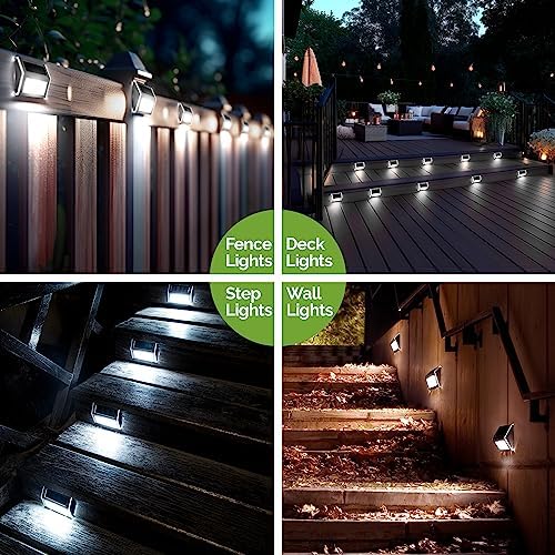 GIGALUMI 12 Pack Solar Fence Lights Outdoor, Waterproof LED, Cold White - Image 2
