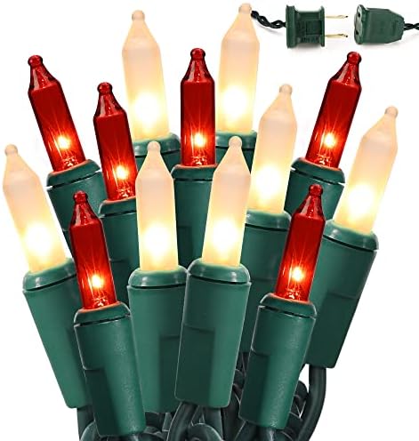 BrizLabs Red & White Christmas Lights, 300 Count 69.6ft Mini Outdoor Lights by BrizLabs