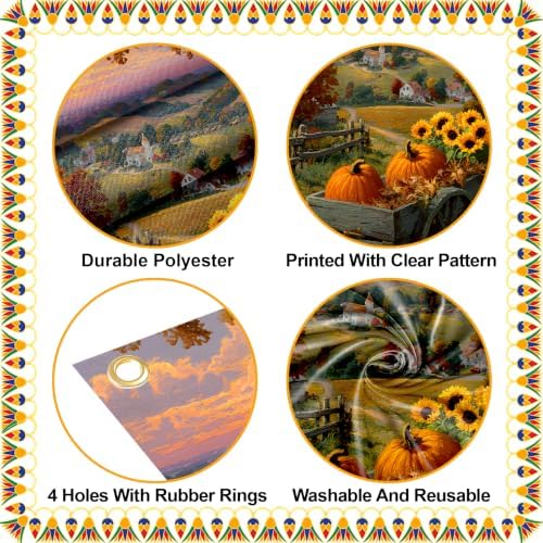 NYZE Fall Pumpkin Door Cover, Autumn Sunflower Cart Harvest Door Banner, Farmhouse Pumpkin Sunflower Door Cover for Indoor Outdoor Porch - Image 3