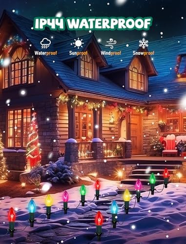 GOOTHY C9 Christmas Pathway Lights Outdoor, 38Ft Outdoor Christmas Decorations with 25 C9 Multicolor Bulbs Marker Stakes Light, Connectable Walkway Lights for Outside Yard Lawn Sidewalk Garden - Image 4