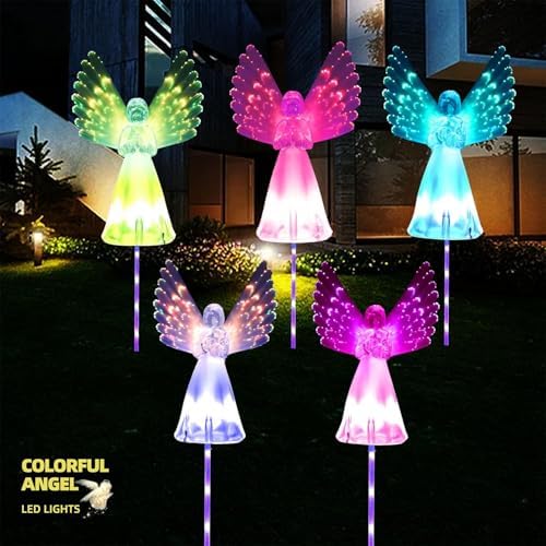 Angel Solar Lights for Cemetery, 2 Pack Solar Lights Outdoor Garden, Color Changing Decorative Angel Lights for Yard Patio Pathway Grave Decoration Memorial Gifts - Image 7