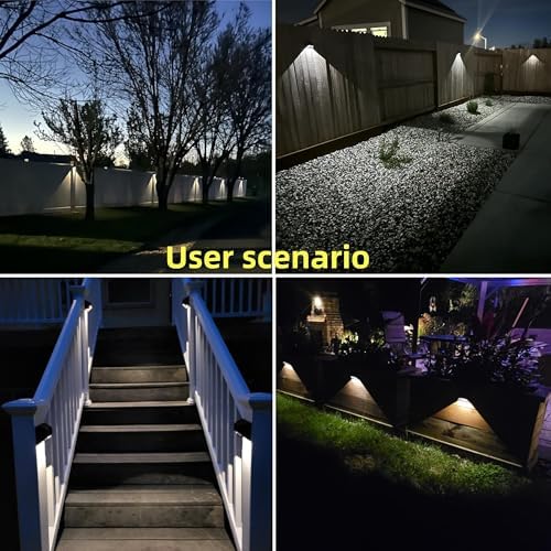 Solar Fence Lights，Deck｜Step ｜Stair Lights，Warm White/Daylight/Cool White Options for Yard Garden Sidewalk Pathway, Waterproof（6-Pack） - Image 6