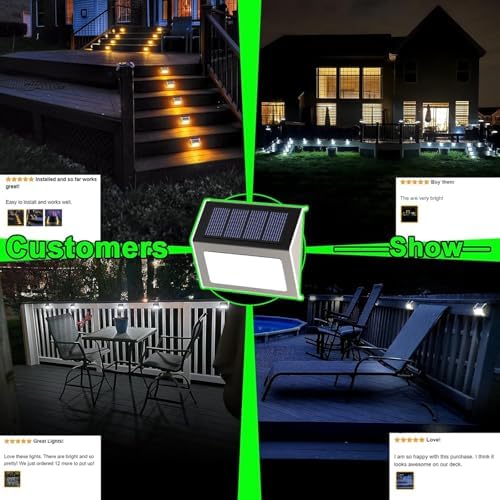 JSOT Solar Powered Lights Ideal for Step, Fence, Deck, Stair-Cool White-16P - Image 4