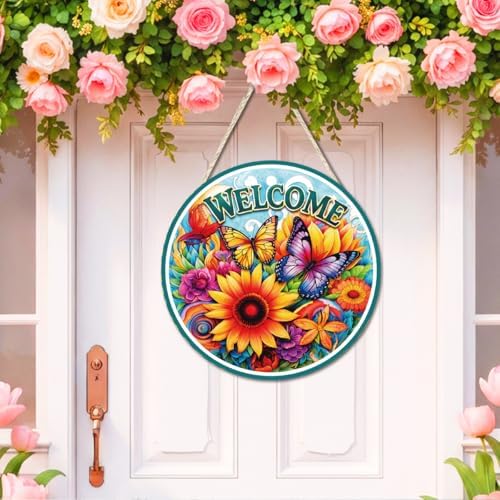 Welcome Hanging Wooden Sign for Front Door Wreath Outside - Image 3