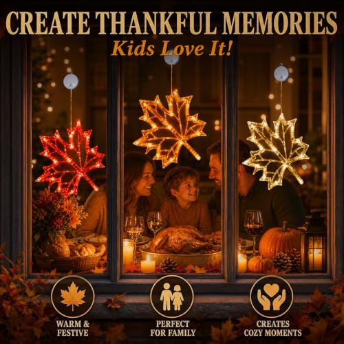 LOLStar Fall Decor Window Lights 2026, Thanksgiving Decorations LED Lights - Image 6