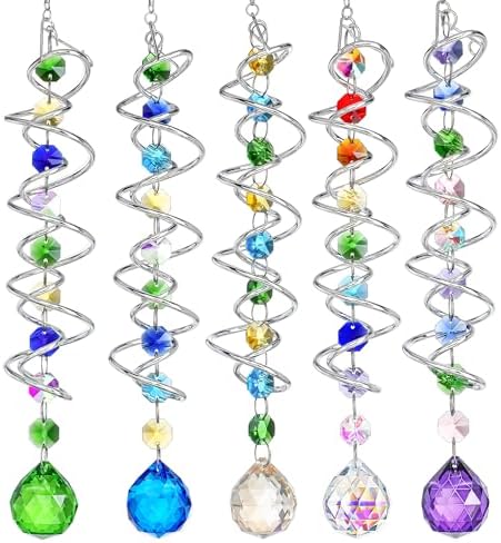 5 Pack Crystal Suncatcher Gazing Ball Spiral Wind Spinner Garden Decor by HDHYALINEDORA