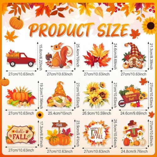 12 Pcs Fall Yard Signs with Stakes Outdoor Thanksgiving Decorations,Autumn - Image 2
