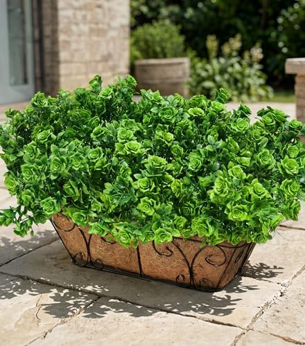 Artificial Fake Outdoor Plants for Spring Summer Decoration, 12 Bundles Fake Plastic Roses UV Resistant Look Real Faux Plants for Planter Outside Front Door Porch Patio Balcony Garden Indoor Yard Urn by Ivydale