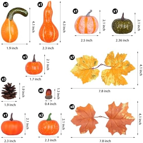 34PCS Fall Pumpkins Decor for Autumn Thanksgiving Halloween Home Decoration - Image 2