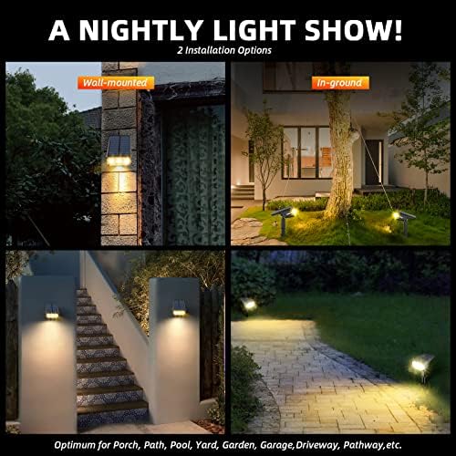 LEREKAM Solar Spot Lights Outdoor Landscape Lights, IP65 Outdoor Waterproof Spotlights, 40 LED's Outdoor Solar Lights for Yard Palm Trees Driveway Patio Pool 10 Pack - Image 3