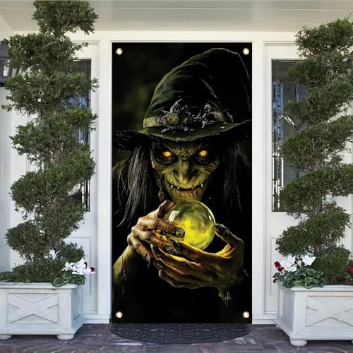 Witch Door Cover Halloween Spooky Scary Decoration 71x35 - Image 2