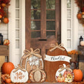 GlikCeil 5 Pcs Fall Pumpkin Signs Thankful Outdoor Thanksgiving Decor by GlikCeil
