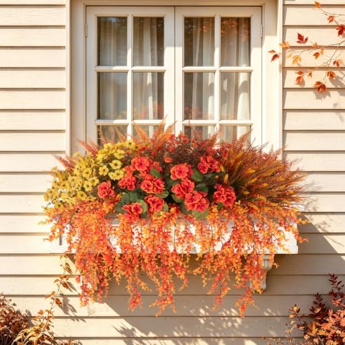 Fall Artificial Geranium Flowers for Outdoors Planter Fake Plants 12 PCS - Image 4