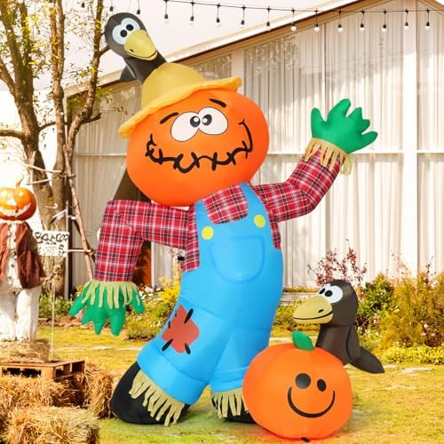 COMIN 6FT Thanksgiving Inflatables Fall Harvest Scarecrow Outdoor Decor - Image 4