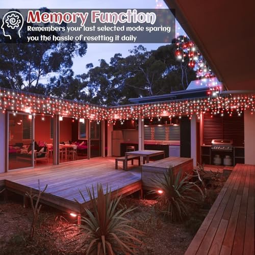 33ft Icicle Lights for Outside, Red and White Christmas Lights Outdoor Indoor, 400 LED Twinkle String Light with 75 Drops Short Curtain Light for Thanksgiving Room Home Wall Bedroom Window Decoration - Image 5