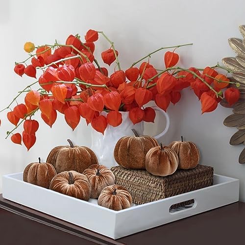 Woration 8pcs Velvet Champagne Pumpkins Artificial Home Party Decorative - Image 5