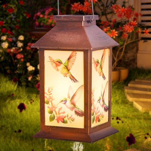 Hummingbird Outdoor Lantern House -Waterproof Hanging Solar Lanterns for Outdoor Patio, Porch, and Garden Decorfor Nature Lovers,Shaped Hummingbird with Lantern Design - Image 4