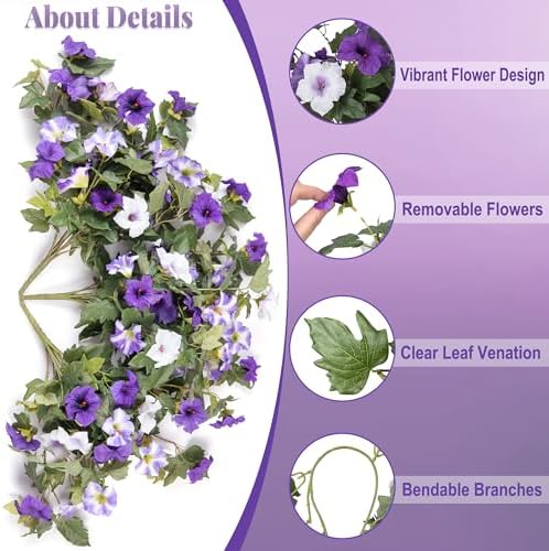 Ammyoo Artificial Hanging Fake Flowers with Basket Plants for Outdoor Decor - Image 2