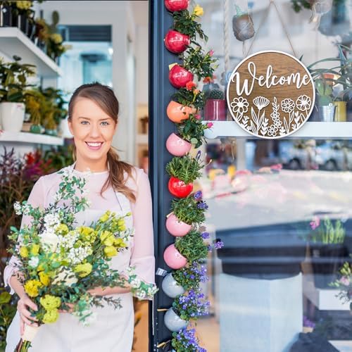JarThenaAMCS 3D White Wildflower Welcome Door Sign Daisy Floral Wooden Hanging Sign Flower Front Door Hanger for Indoor Outdoor Farmhouse Home Porch Decor - Image 7