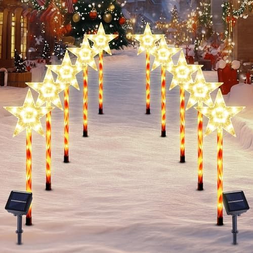 BRIGHTDECK Solar Christmas Star Pathway Lights Outdoor Decorations, 10 Pack by BRIGHTDECK