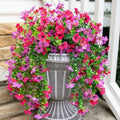 HyeFlora 2Pcs Fake Flowers Artificial Floral for Outdoors Decorations, Outside Flower Decor, UV Resistant Silk Flower for Front Porch Patio Garden(Purple and Hotpink) by HyeFloraartificialflowers