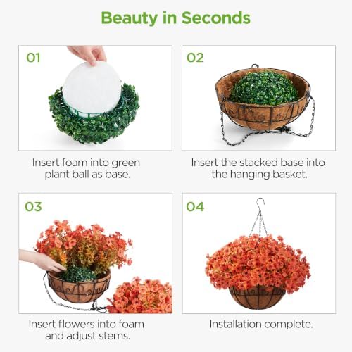 InnoGear Artificial Hanging Flowers for Outdoors Baskets Fall Decor, Orange - Image 5
