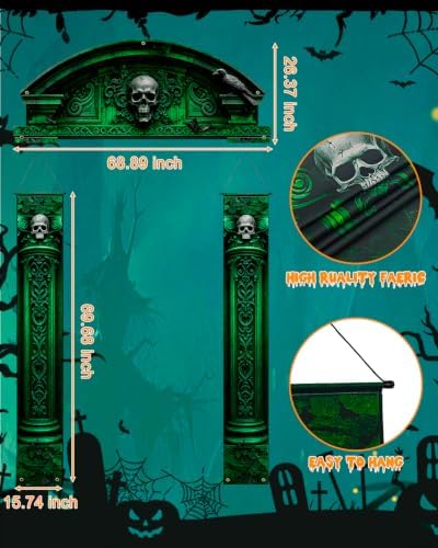 ALKB Halloween decorations door Banners - 3 Pcs Halloween Cemetery Banner - Image 2