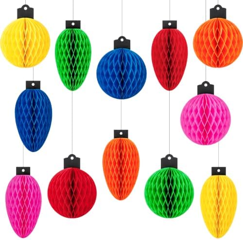 Christmas Light Honeycomb Ball Hanging Decor, 12 Pcs by Pedel