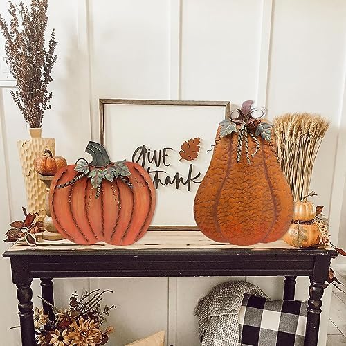 Pumpkin Decoration for Home Free Standing Metal Flat Pumpkins - Image 4