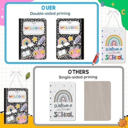 Jetec 2 Pcs Welcome Back to School Wood Hanging Sign for Prek Elementary - Image 3