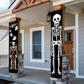 Halloween Banner Decorations Outdoor Indoor Happy Halloween Decor Trick or Treat Decorative Hanging Banners Porch Welcome Signs for Front Door Outside Yard Garland Party Supplies (Skeleton) by KENPMA