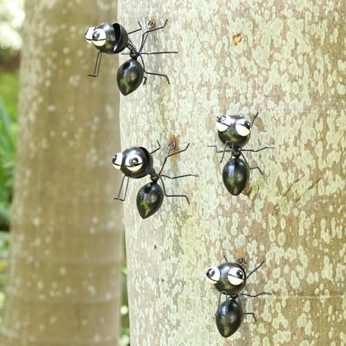 Cruis Cuka Metal Yard Art Garden Decor Cute Ant Outdoor Fence Decorations Lawn Ornaments - Set of 4 Black - Image 2