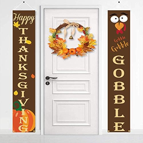 Happy Thanksgiving Porch Sign Banners Welcome Sign, Fall Holidays Door Decorations Thanksgiving Backdrop Flags for Yard Indoor Outdoor by DodelyGz