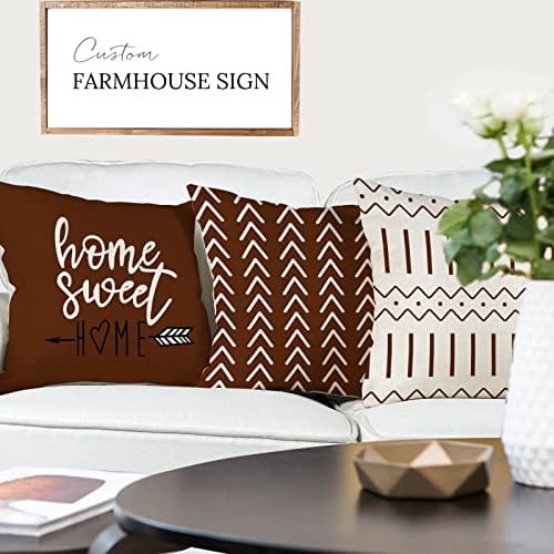 YCOLL Pillow Covers 18x18 Set of 4, Modern Sofa Throw Pillow Cover Decorative Linen Fabric Pillow Case for Couch Bed Car, Coffee - Image 4