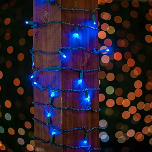 Novelty Lights 34ft 100 LED Blue Christmas String Lights, Brown Wire - Image 3