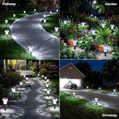 Solar Garden Lights Outdoor 8 Pack 6000K Cool White Mushroom Decor - Image 5