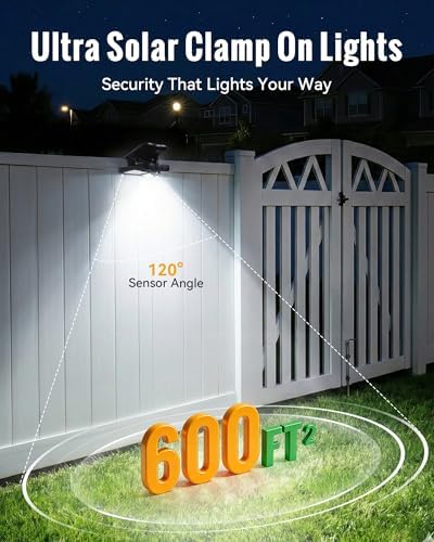 Clip On Solar Lights Outdoor, 60 LEDs Solar Motion Sensor Clamp On Light - Image 3