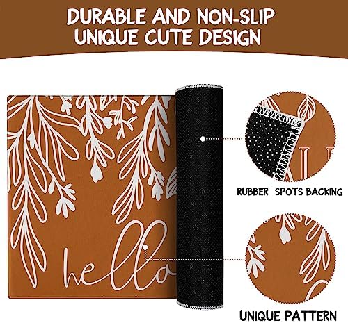 Fall Door Mat, Pumpkin Leaf Welcome Mat for Front Door, Thanksgiving Autumn Indoor/Outdoor Non-Slip Rug, Farmhouse Home Porch Decorations 30" x 17" - Image 7