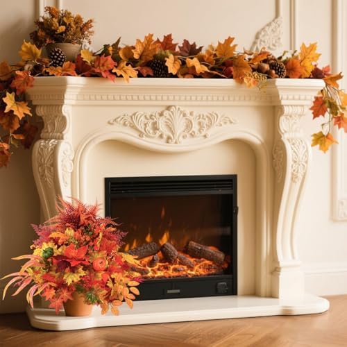 Artificial Fall Flowers for Outdoors – 2PCS 20" Pumpkin & Maple Leaf Potted Plants, Autumn Decorations for Thanksgiving, Halloween & Home Gifts - Image 7