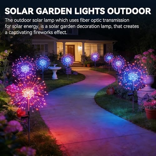 HPUFKOT Solar Garden Lights Outdoor,Waterproof Garden, 2PC 200 LED Twinkling Firework Lights Decorative with 8 Modes,Decor for Yard Patio Pathway Lawn for Yard Outside Fairy Decorative - Image 3